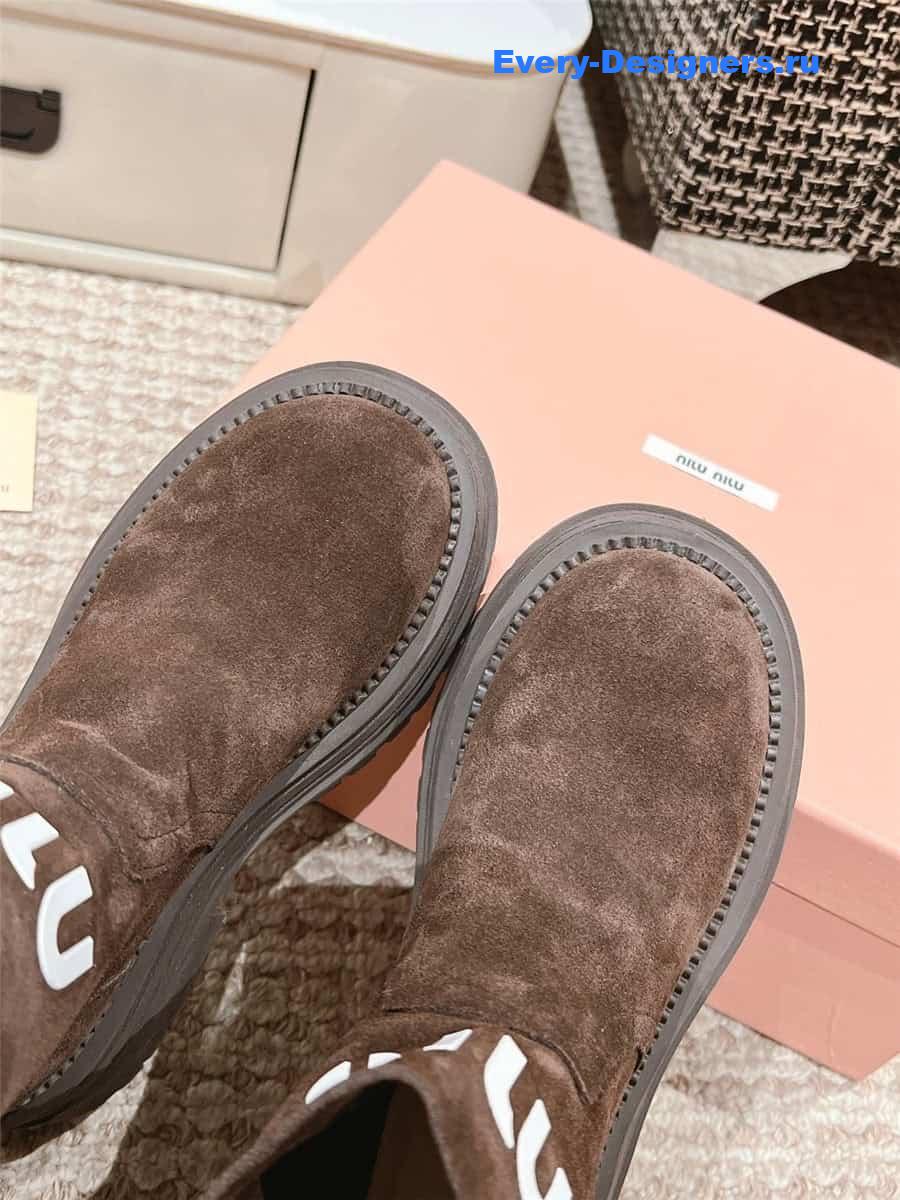 Miu Miu Logo Sedue Platform Ankle Boot