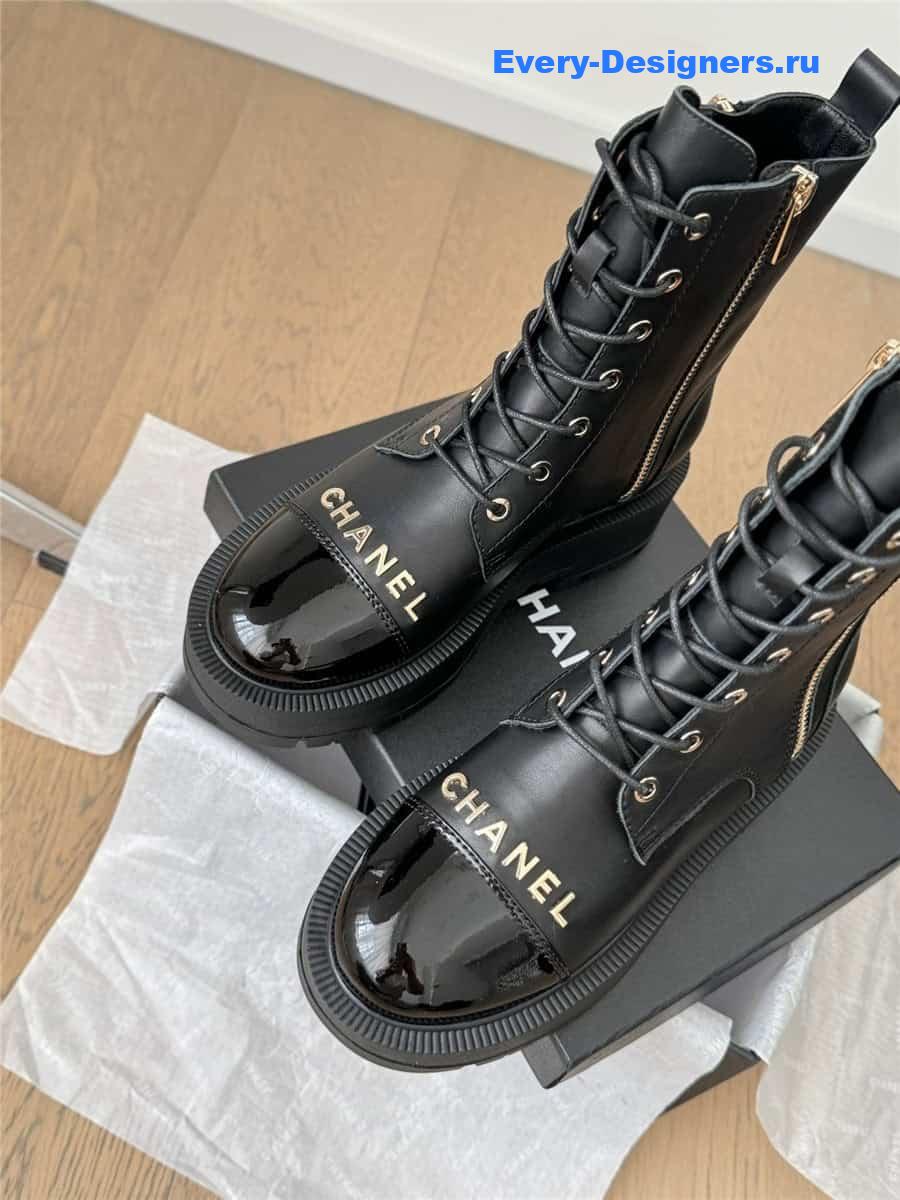 Ch**el black platform high top boots