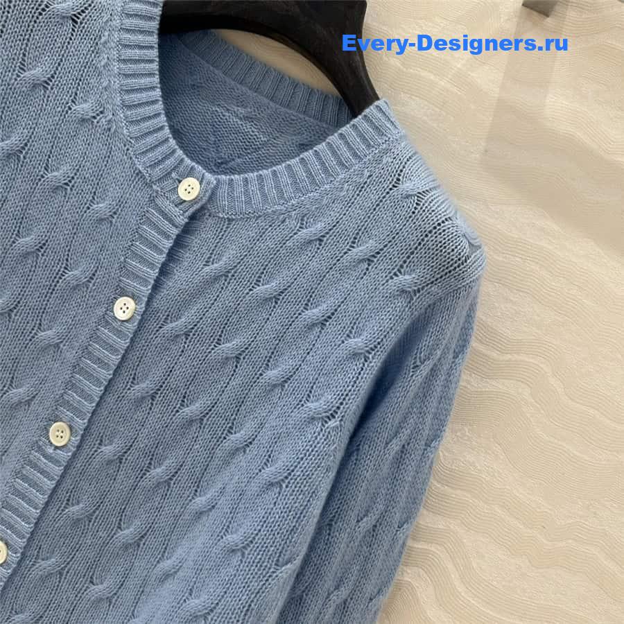 Pra*a baby blue round neck cardigan