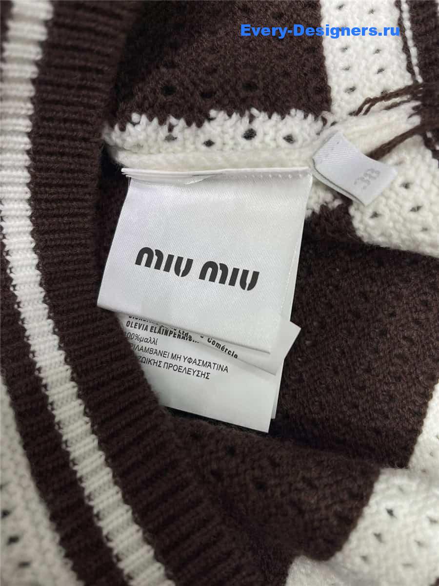 M1um1u colorblock lapel knitted jacket