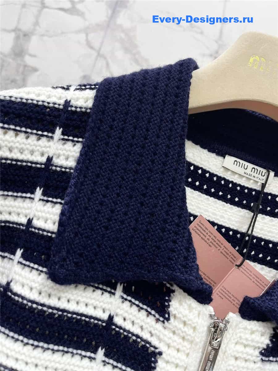 M1um1u colorblock lapel knitted jacket