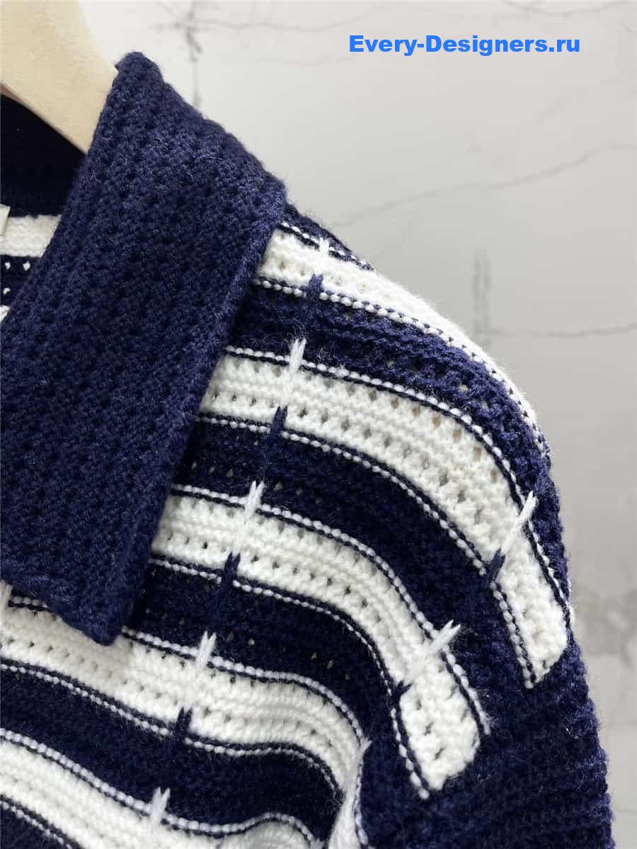 M1um1u colorblock lapel knitted jacket