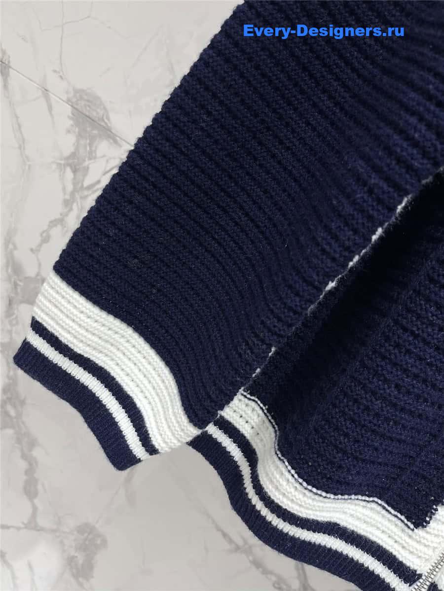 M1um1u colorblock lapel knitted jacket