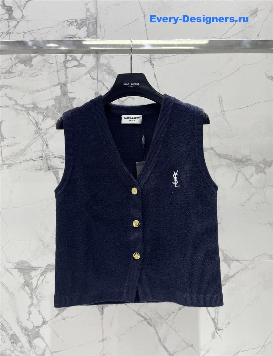 Y51 embroidered knit cardigan vest
