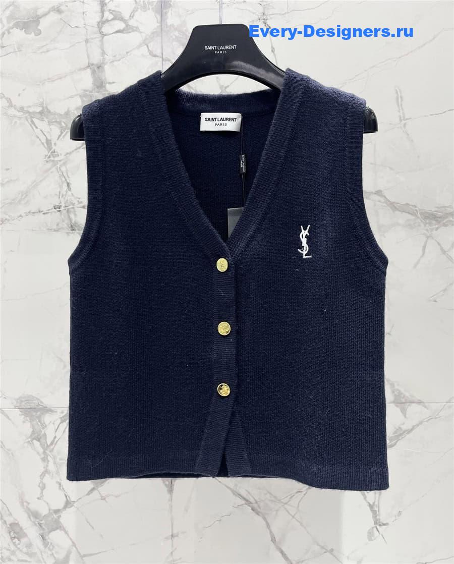 Y51 embroidered knit cardigan vest