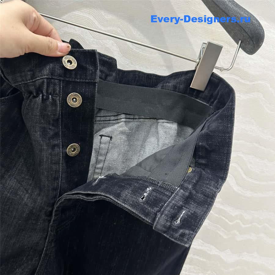 M1um1u denim tulle straight pants