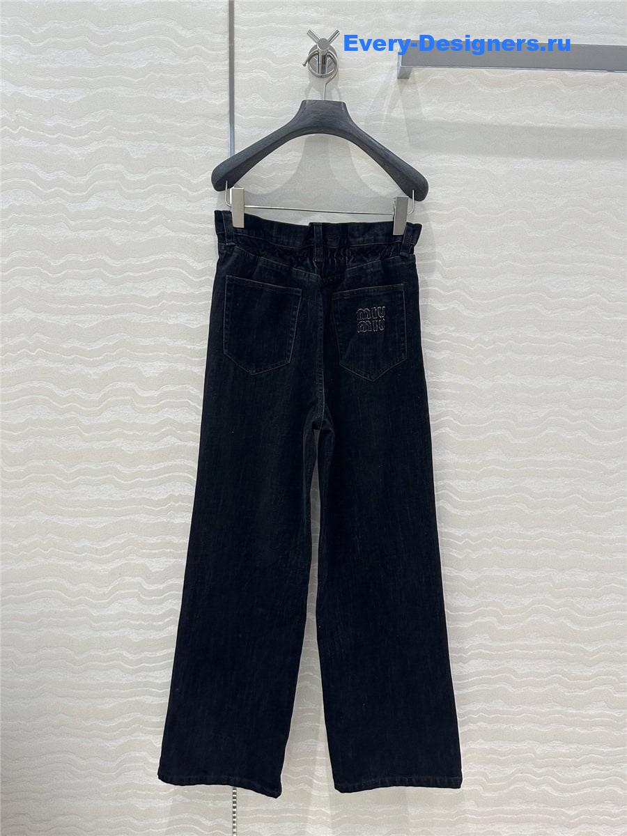 M1um1u denim tulle straight pants