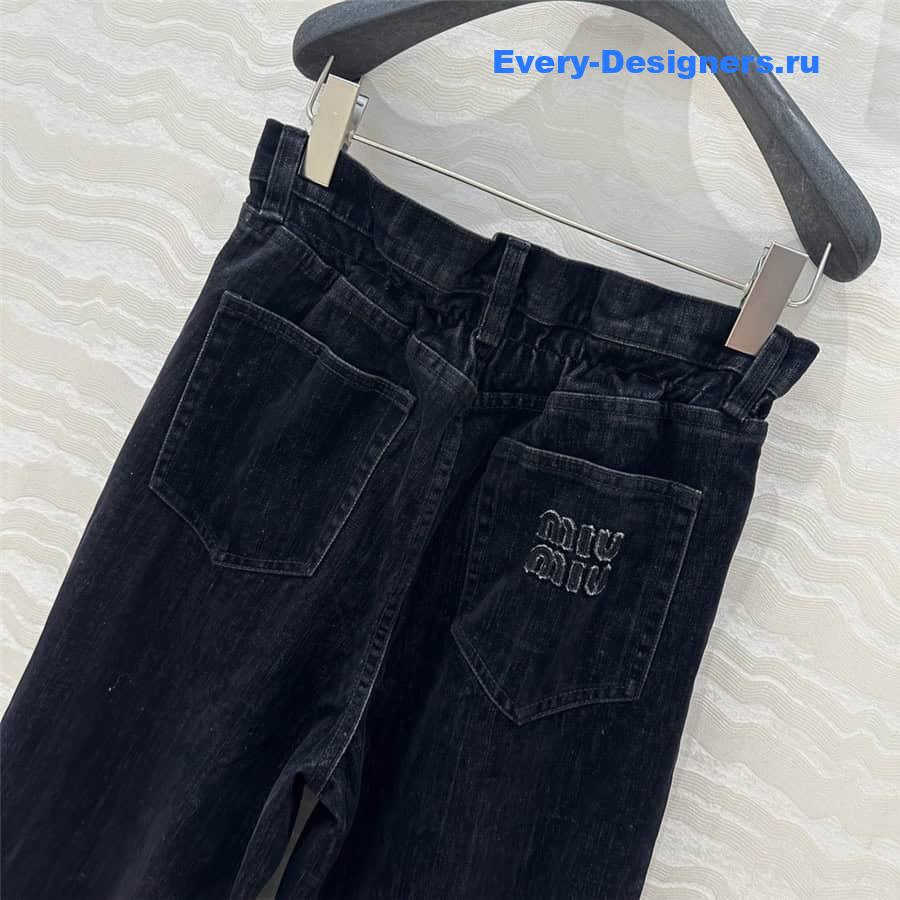 M1um1u denim tulle straight pants