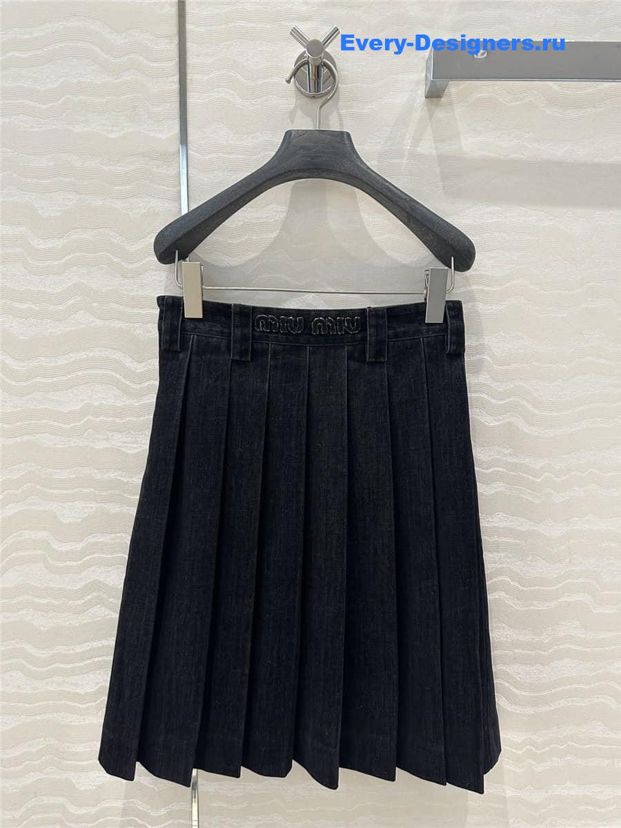 M1um1u denim pleated skirt