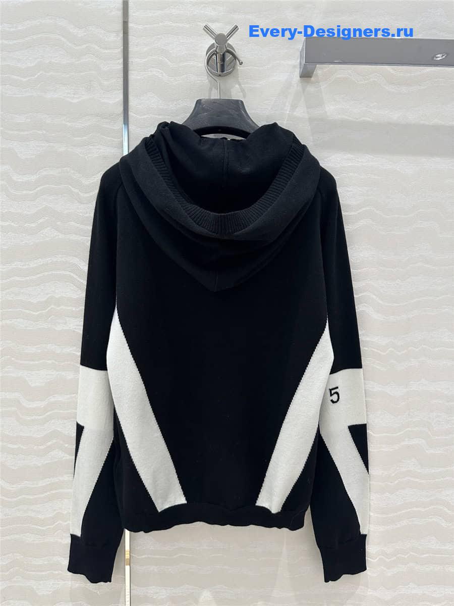 CC Half-Zip Logo Knit Hoodie Black