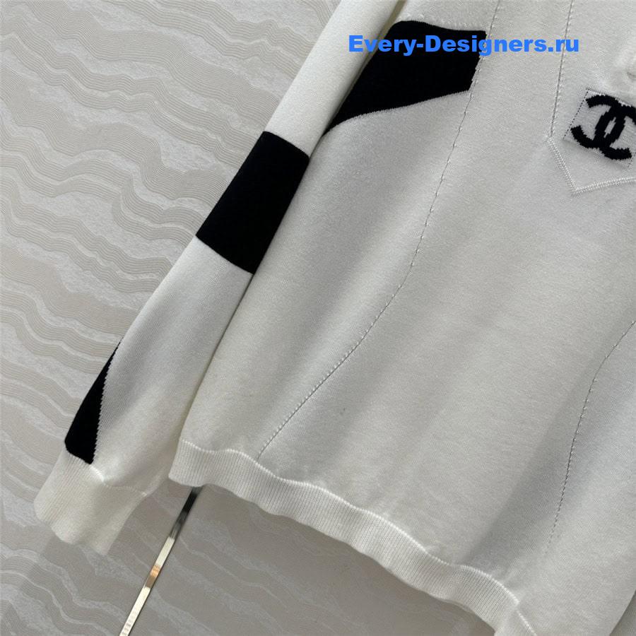CC Half-Zip Logo Knit Hoodie White