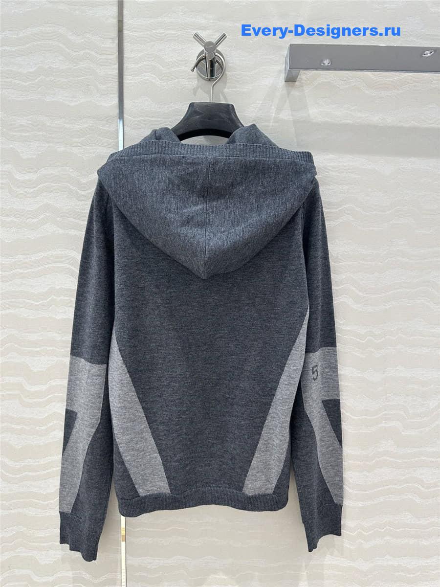 CC Half-Zip Logo Knit Hoodie Grey