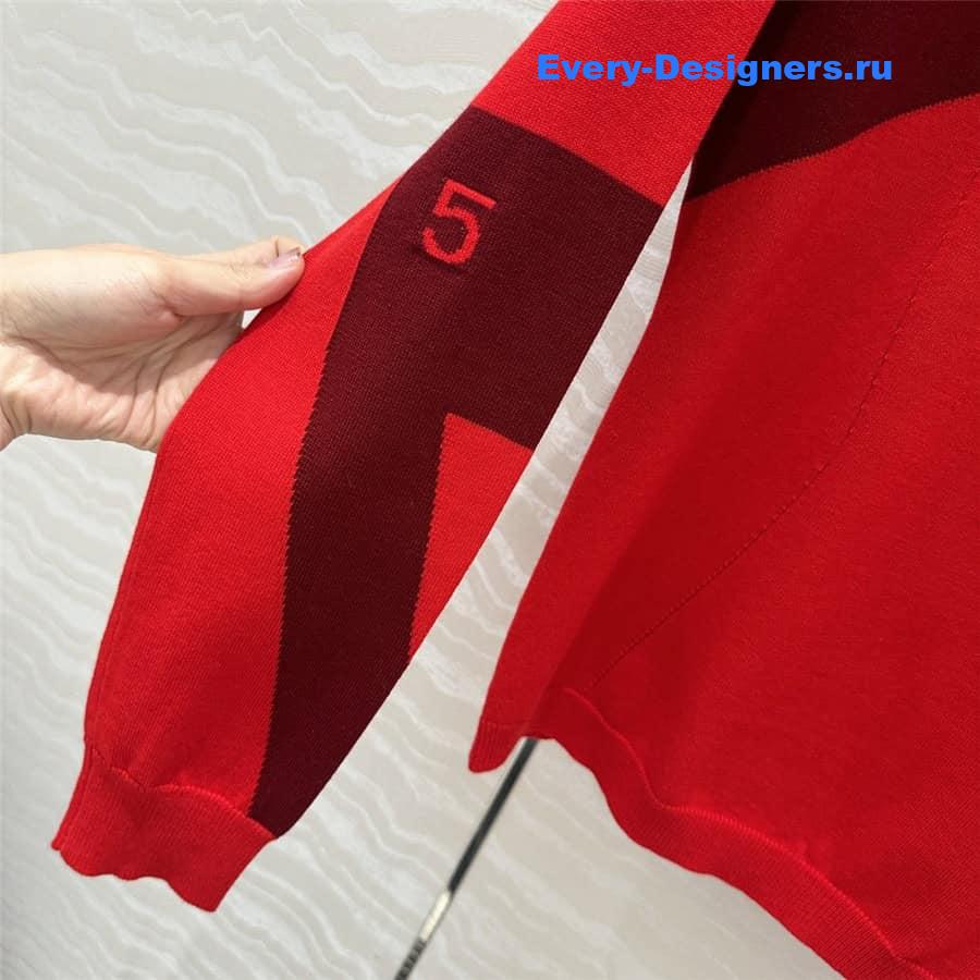 CC Half-Zip Logo Knit Hoodie Red