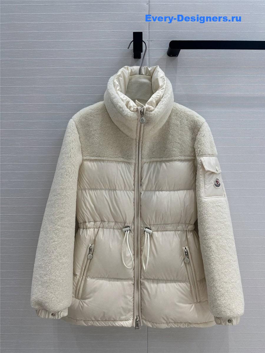 moncler sheepskin patchwork down jacket