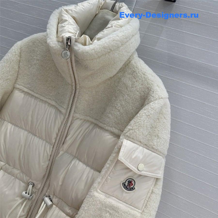 moncler sheepskin patchwork down jacket