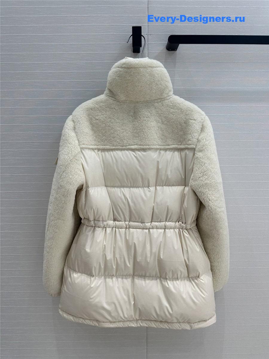 moncler sheepskin patchwork down jacket