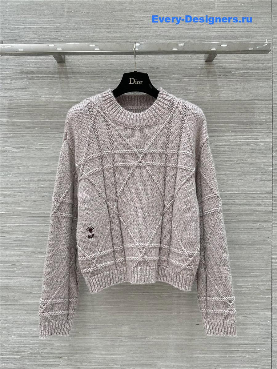 D10r check knit sweater beige
