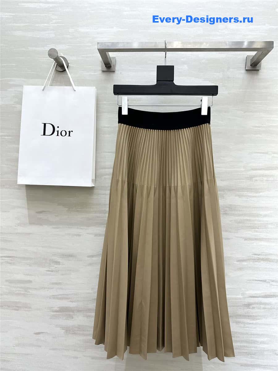 D10r pleated high waist leather skirt