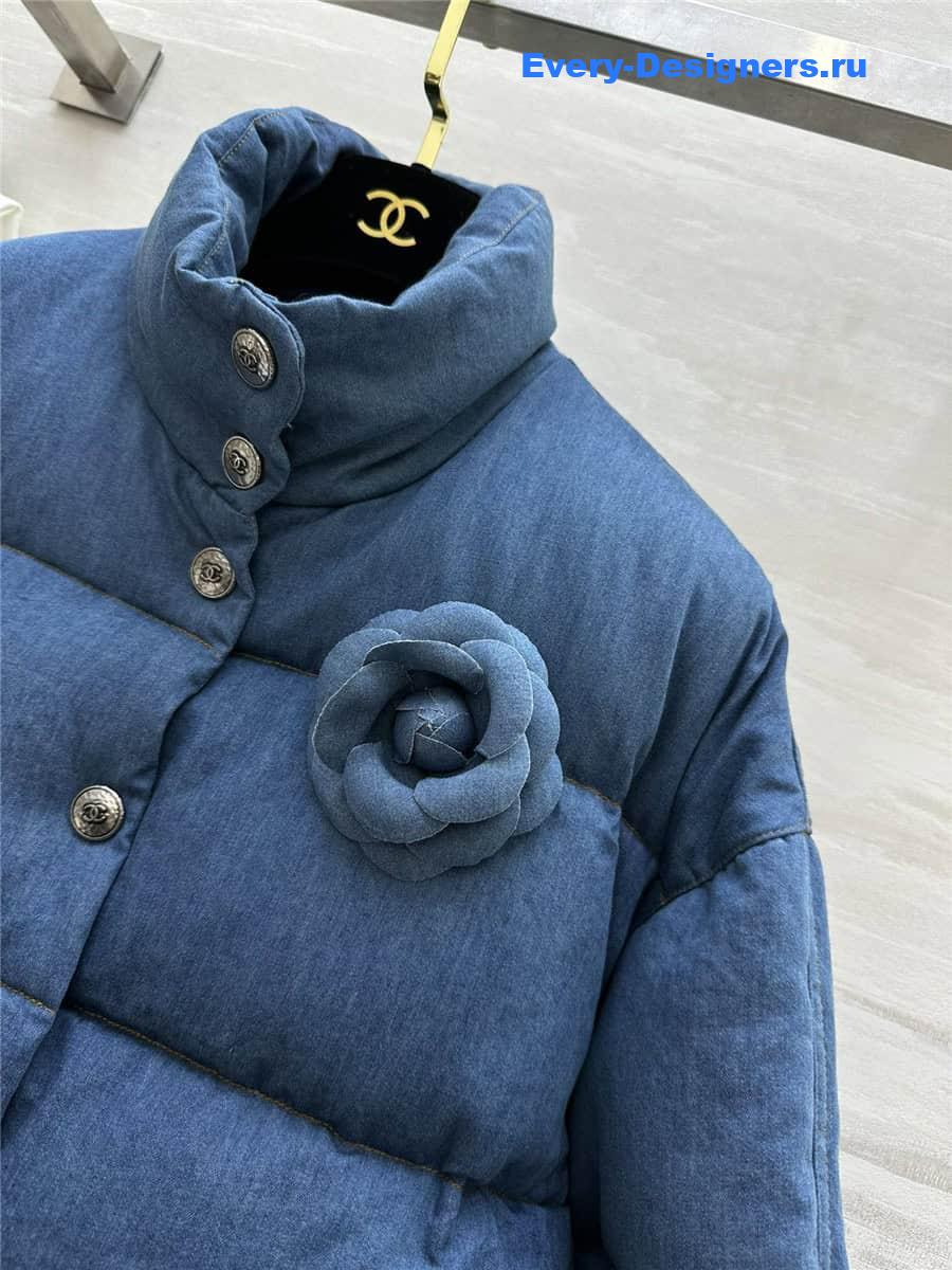 CC Stand Collar Denim Down Jacket