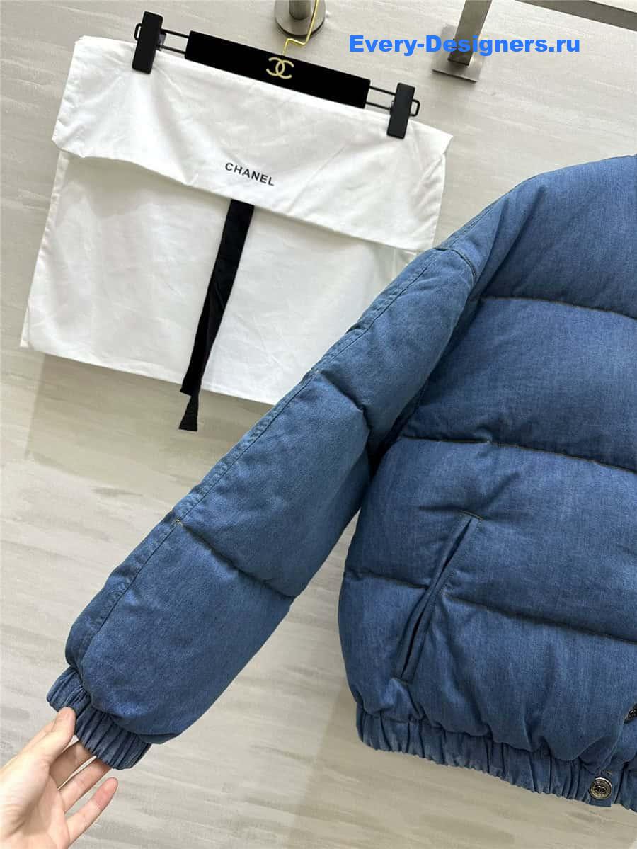 CC Stand Collar Denim Down Jacket