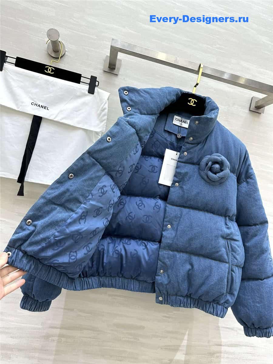 CC Stand Collar Denim Down Jacket