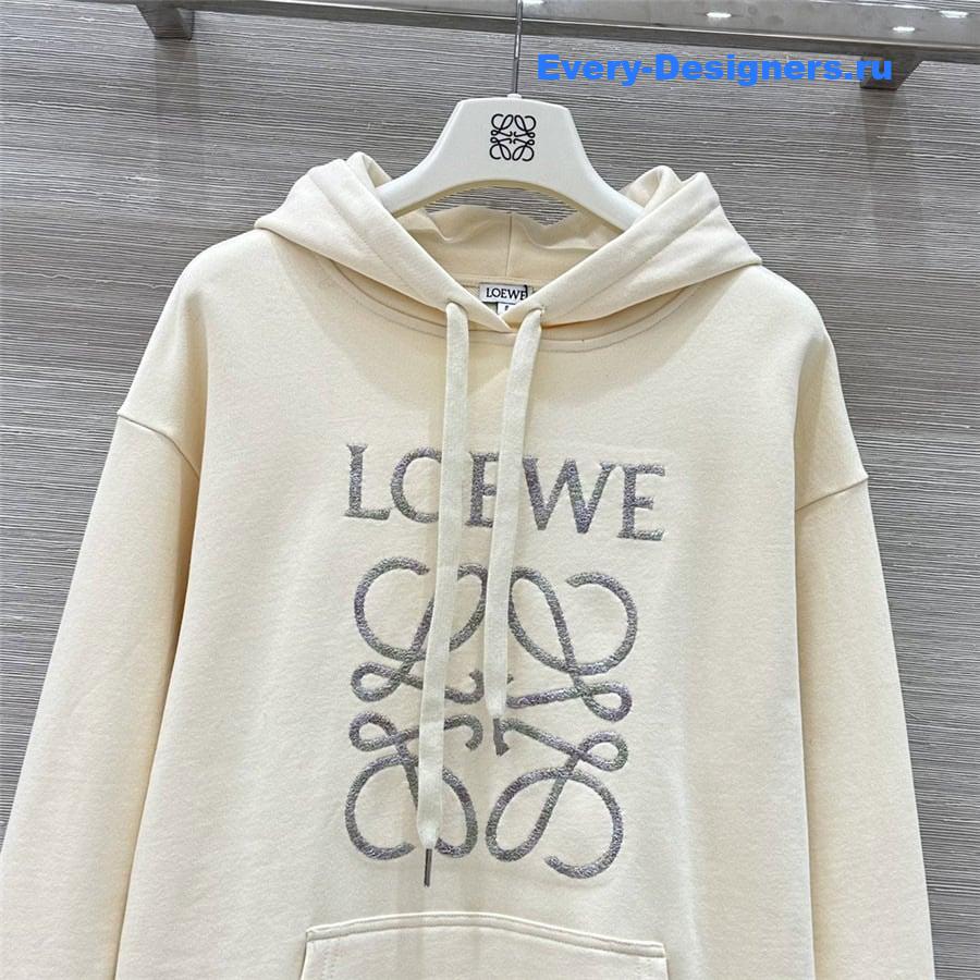 L0ew* embroidered logo hoodie white