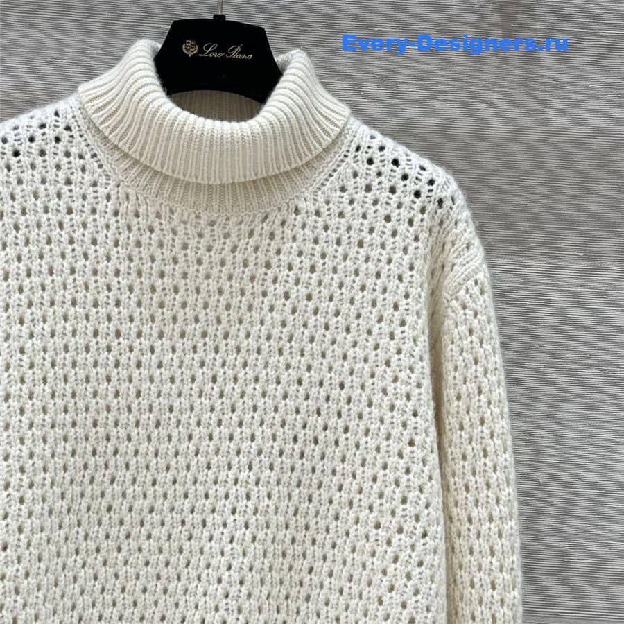 L0r0 P1ana hollow crochet turtleneck top