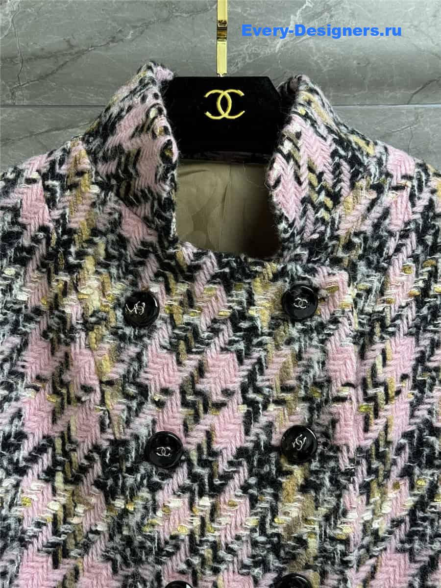 CC black and pink check short coat