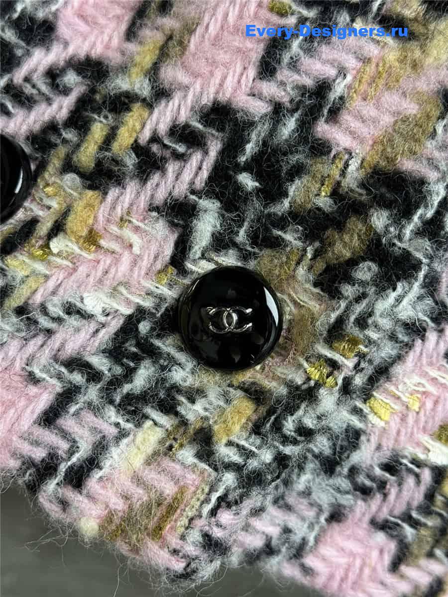 CC black and pink check short coat