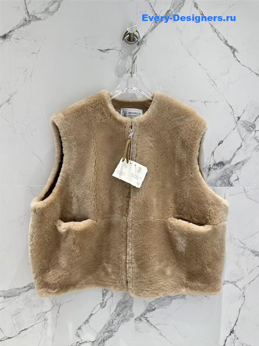 BC Sheep Curly Lapel Leather Vest
