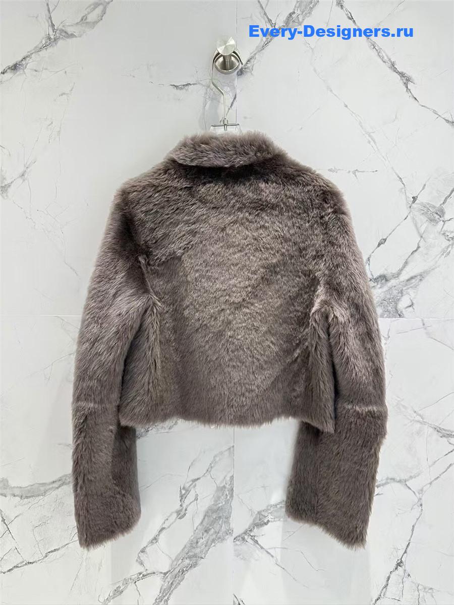 M1um1u long hair lapel sheepskin fur coat