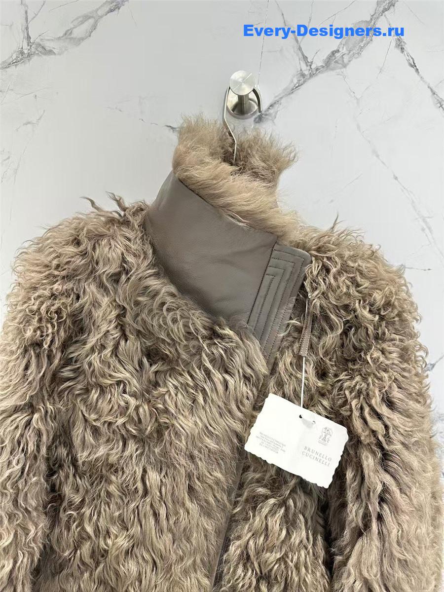 BC Sheepskin Shearling Coat with Curly Collar