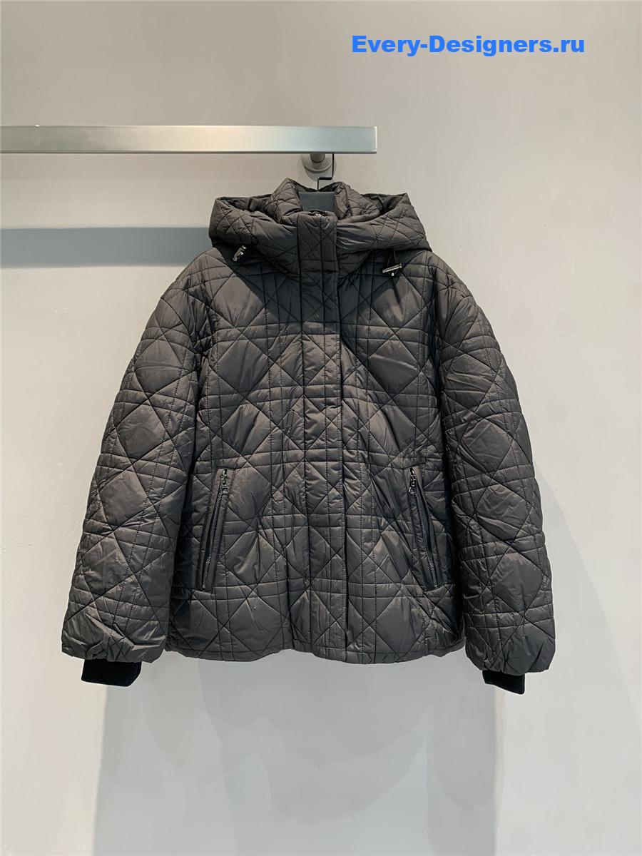 D10r rattan check hooded jacket