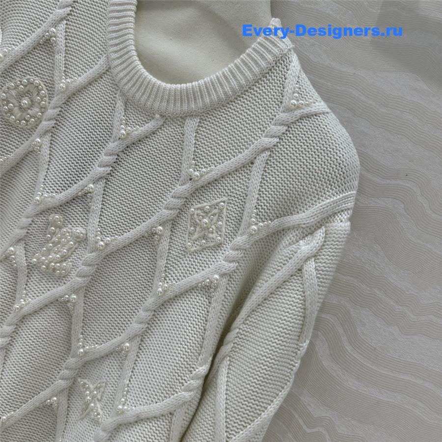 LV Embellished Cable Knit Sweater