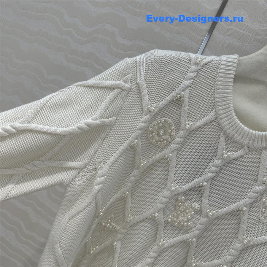 LV Embellished Cable Knit Sweater