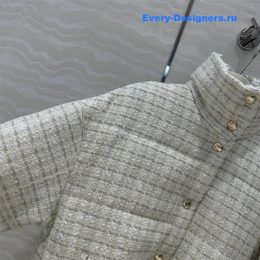 CC woven tweed check quilted jacket