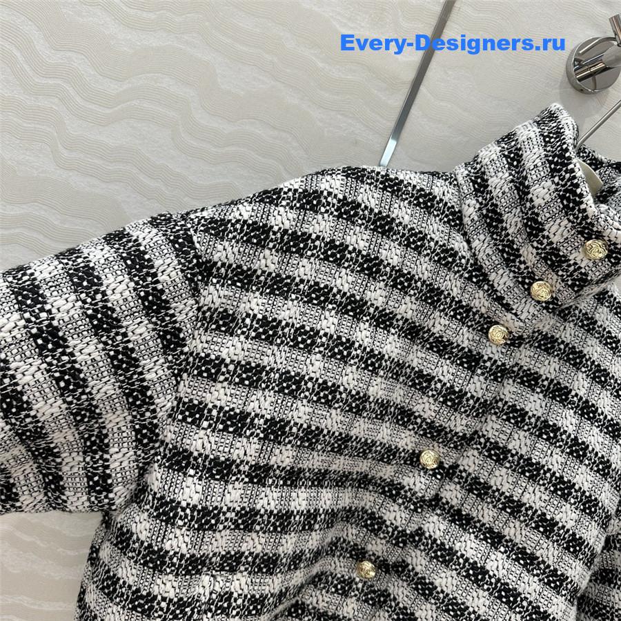 CC woven tweed check quilted jacket