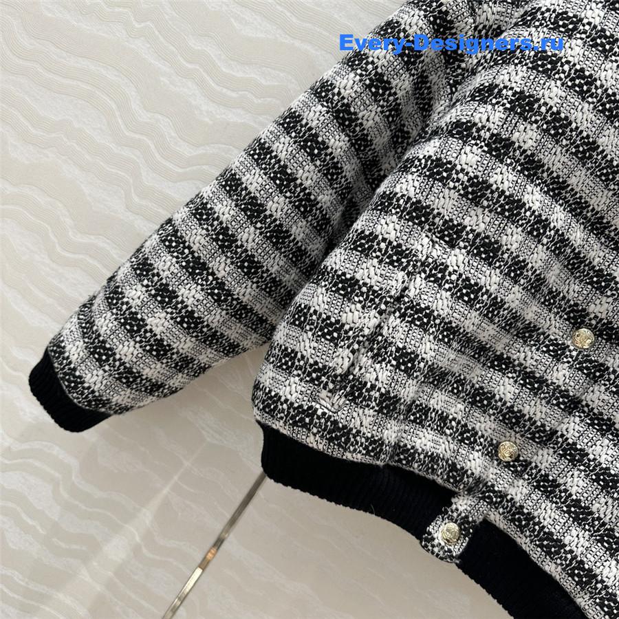 CC woven tweed check quilted jacket