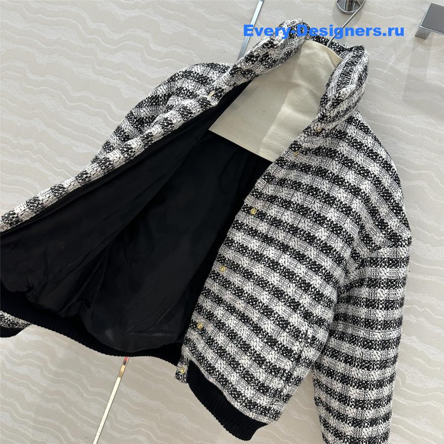 CC woven tweed check quilted jacket