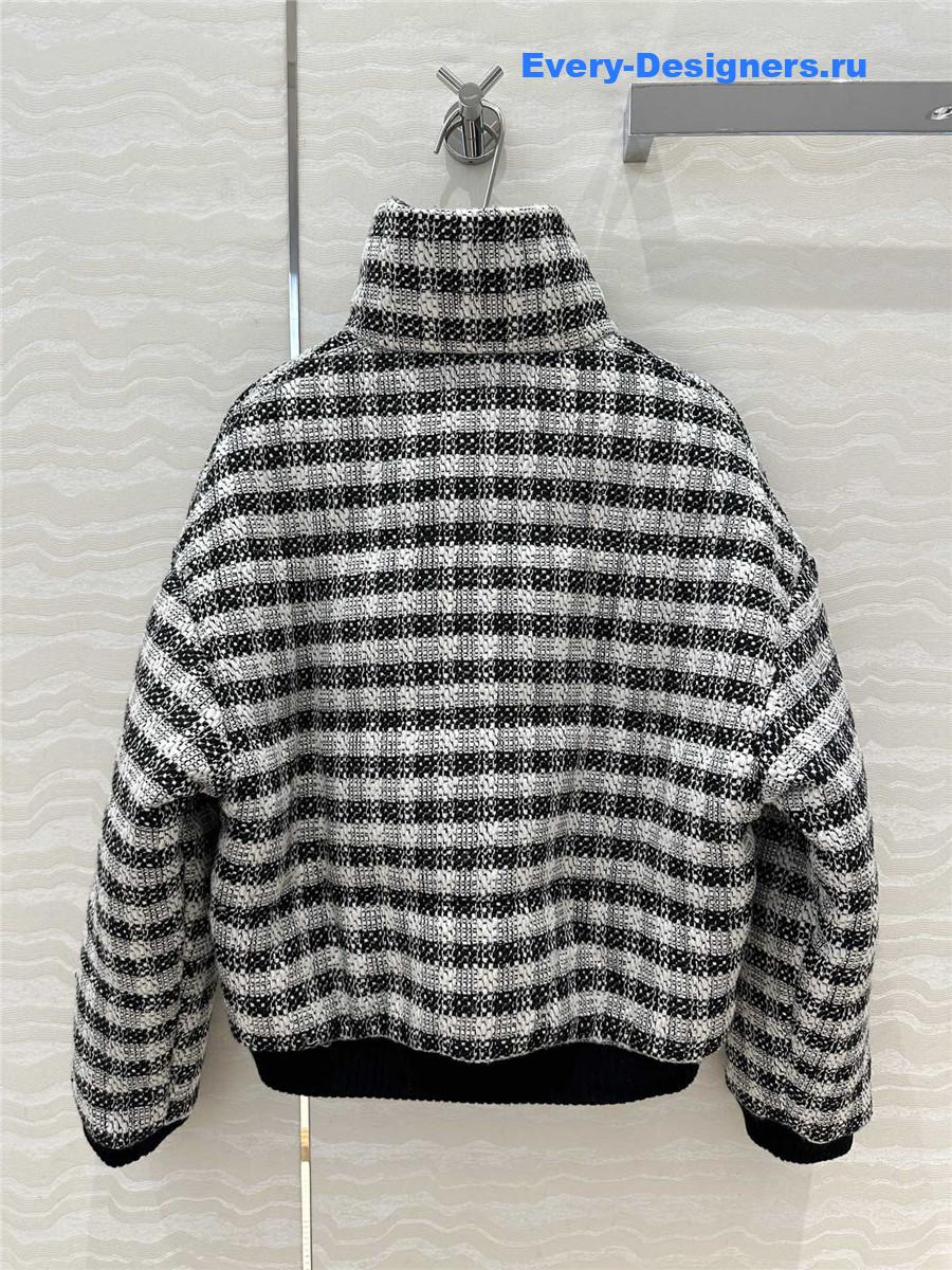 CC woven tweed check quilted jacket