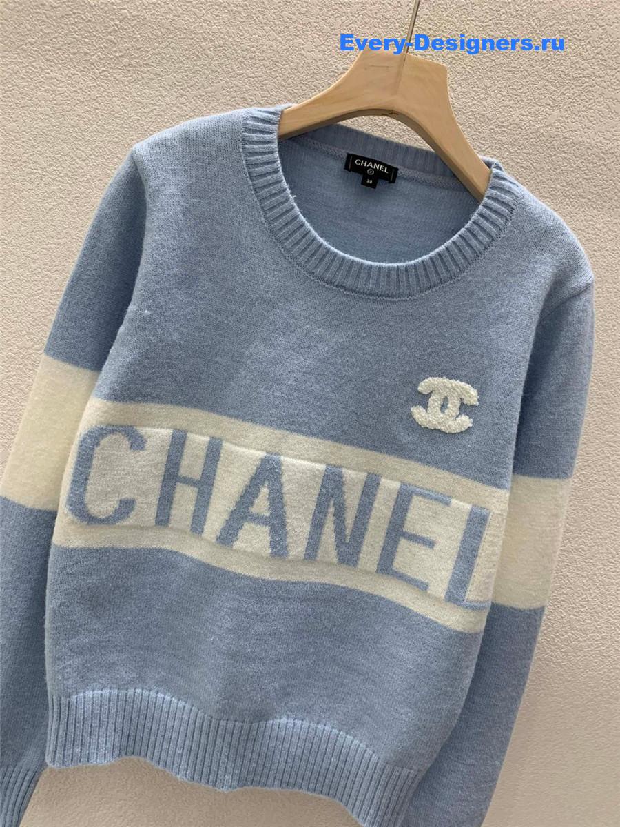 CC Logo Jacquard Knit Sweater in Blue