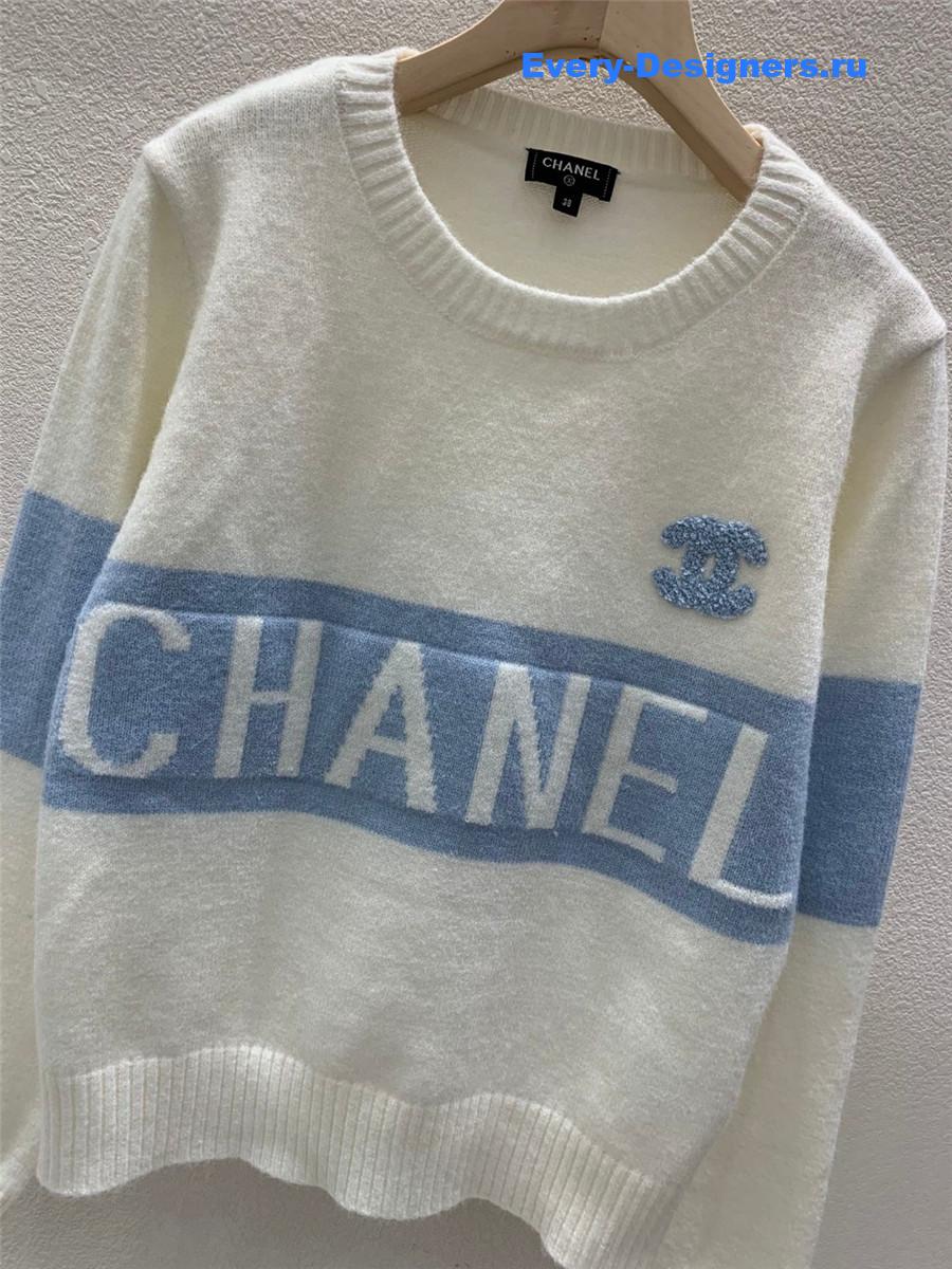 CC Logo Jacquard Knit Sweater in White