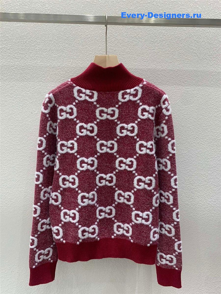 Gvc*1 stitch jacquard cardigan in red