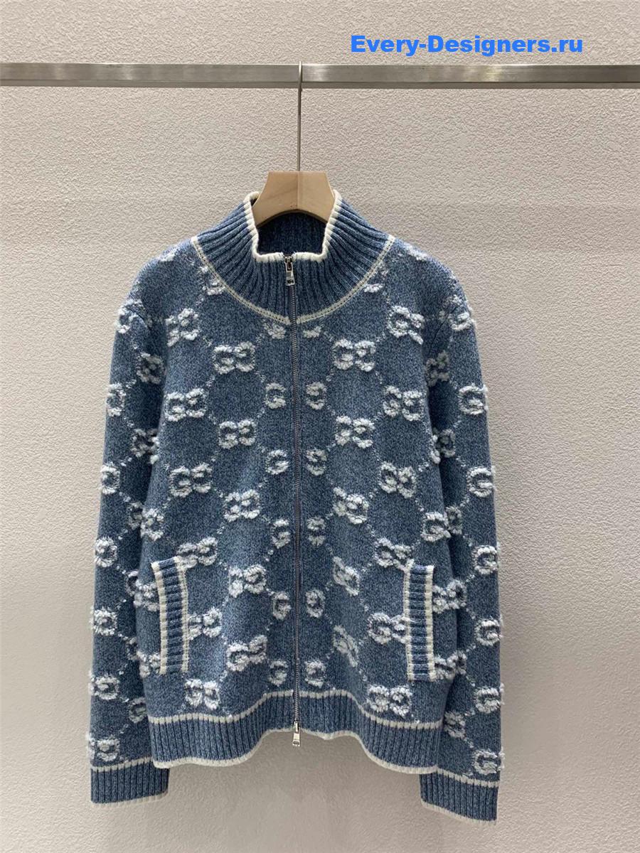 Gvc*1 stitch jacquard cardigan in blue