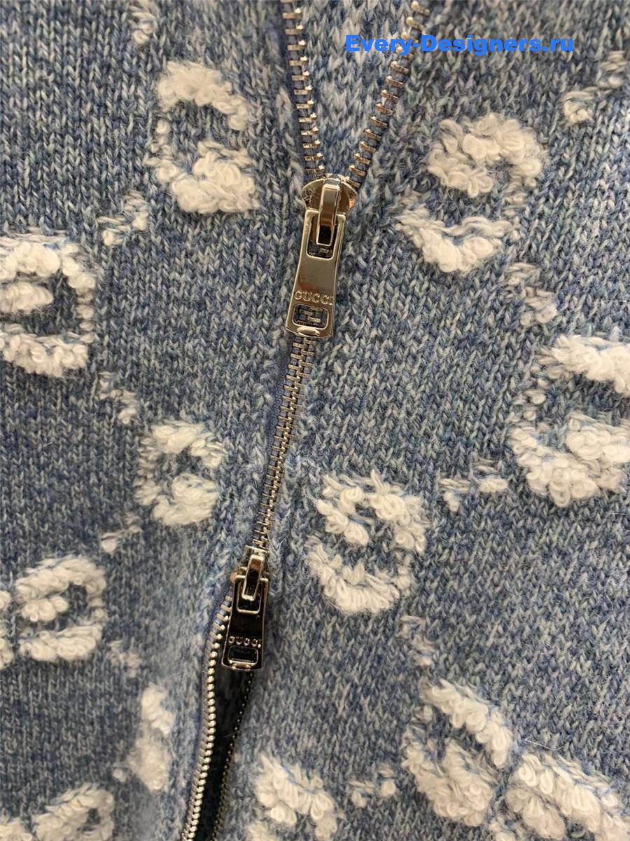 Gvc*1 stitch jacquard cardigan in blue