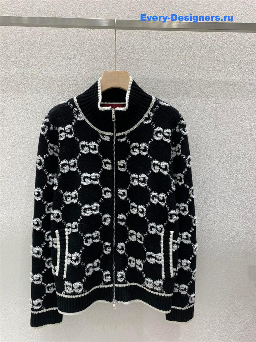 Gvc*1 stitch jacquard cardigan in black