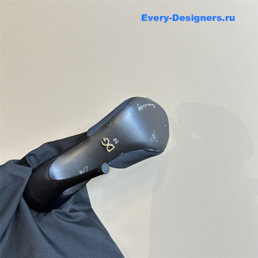 Dolce & Gabbana Black Satin Crystal Stiletto Mules