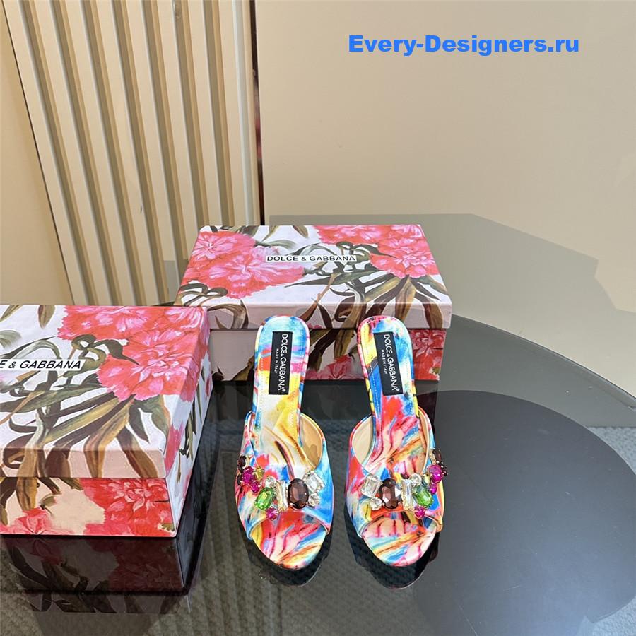 Dolce & Gabbana Multicolored Crystal Stiletto Mules in Fuchsia