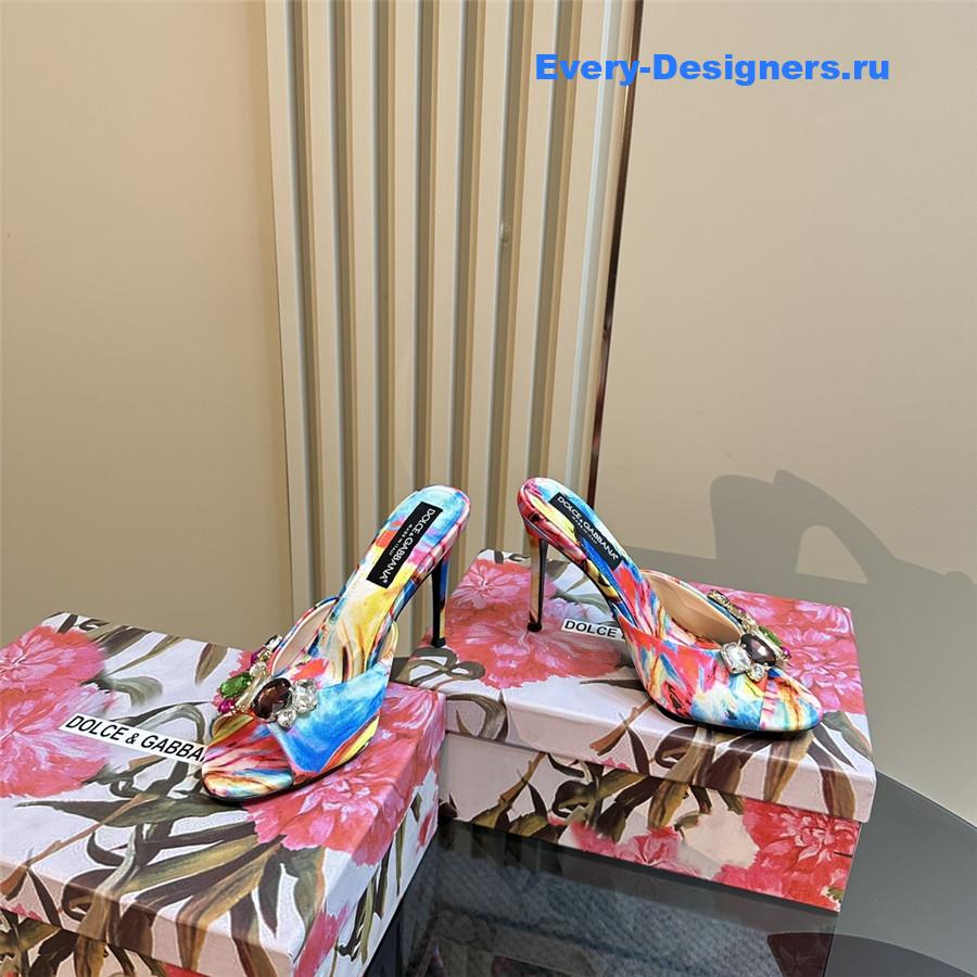 Dolce & Gabbana Multicolored Crystal Stiletto Mules in Fuchsia