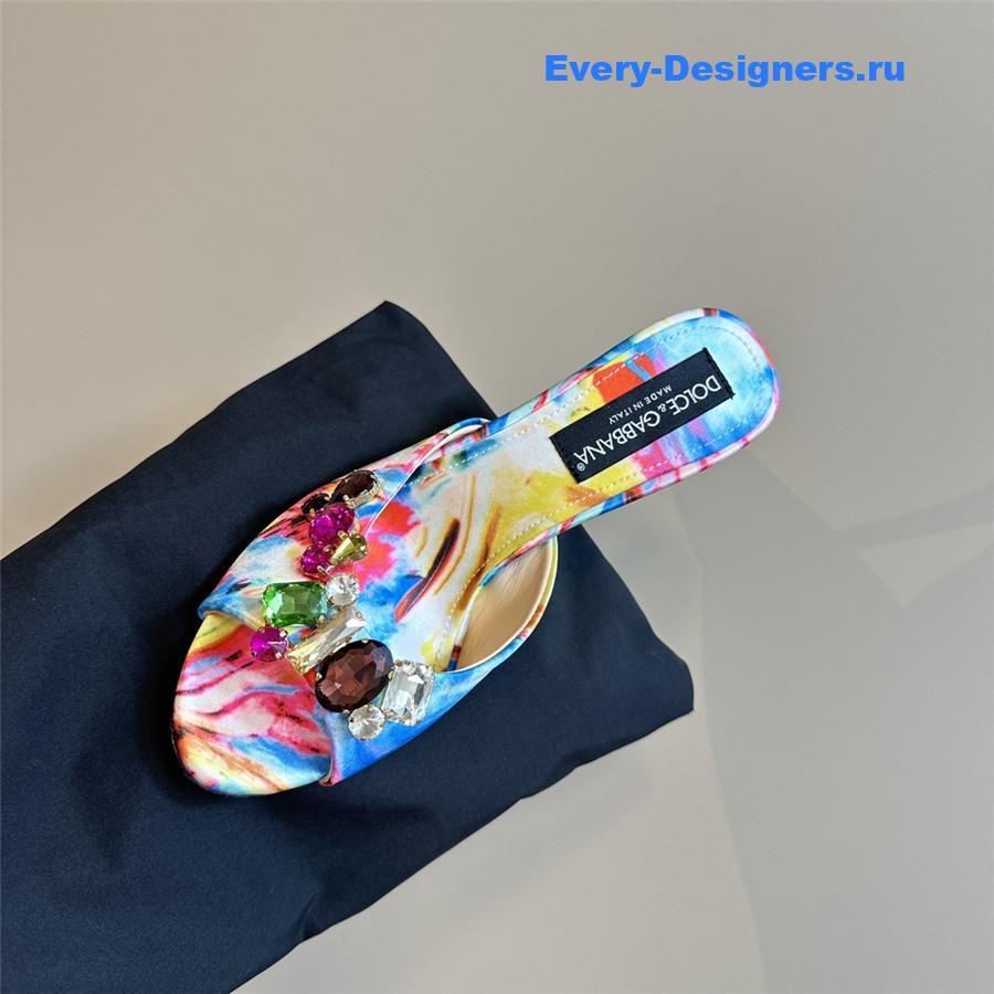 Dolce & Gabbana Multicolored Crystal Stiletto Mules in Fuchsia